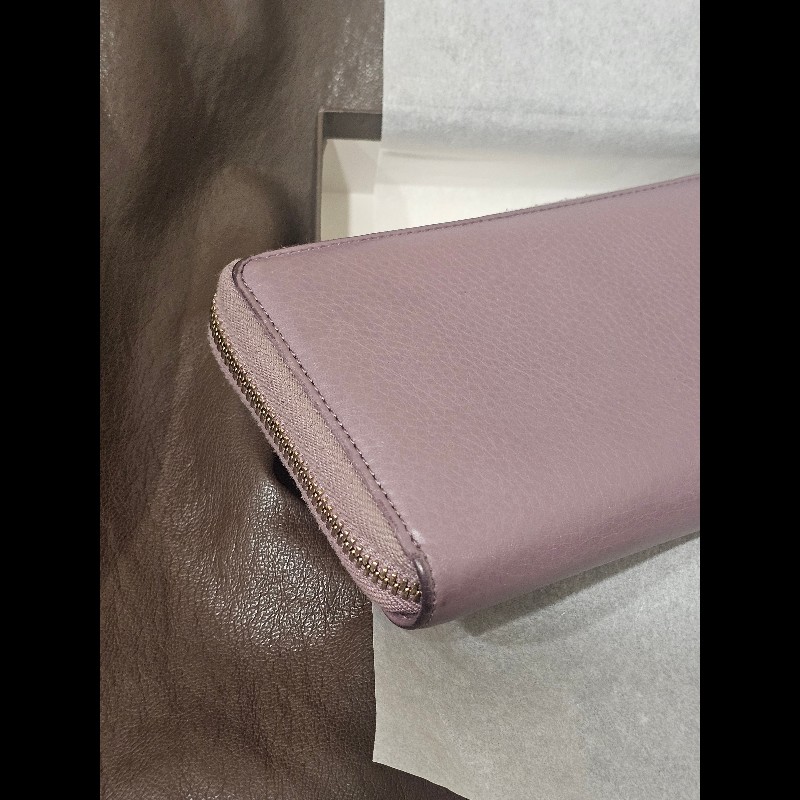 GUCCI 古馳 Swing 牛皮流蘇拉鍊長夾(紫芋色) 少見稀有-9