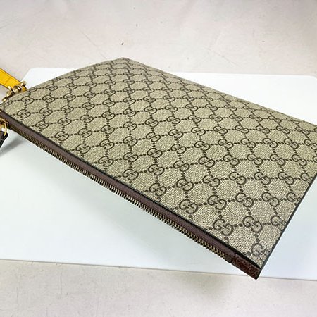 ＊奢華大道國際精品＊【G1814】GUCCI咖啡色/黃色PVC虎頭手拿包 473956-3