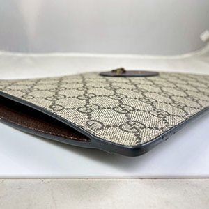 ＊奢華大道國際精品＊【G1814】GUCCI咖啡色/黃色PVC虎頭手拿包 473956-5