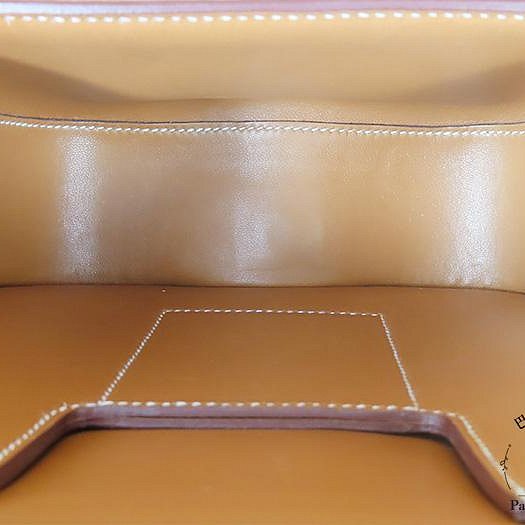 【巴黎站二手名牌專賣店】＊現貨＊HERMES 愛馬仕 真品＊W刻 DELLA 18金棕色皮革銀釦肩背包 屁股包-3