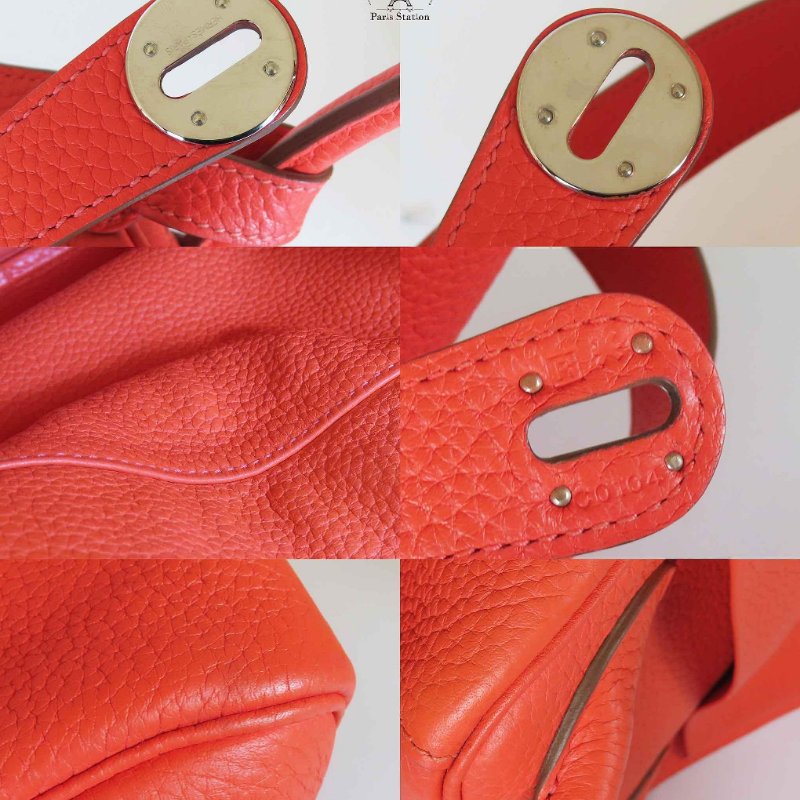 【巴黎站二手名牌專賣店】*現貨*HERMES 愛馬仕 真品*🅁刻LINDY30 珊瑚粉色牛皮銀釦肩背包-8