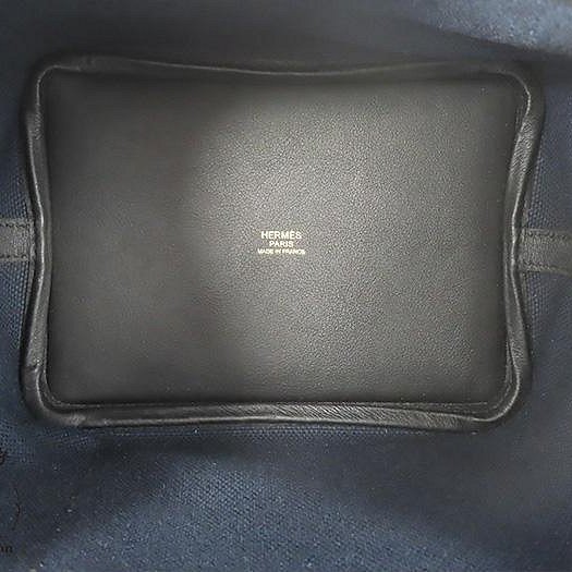 【巴黎站二手名牌專賣店】＊現貨＊HERMES 愛馬仕 真品＊U刻 PICOTIN 18深藍色帆布金釦手提包 菜籃子-3