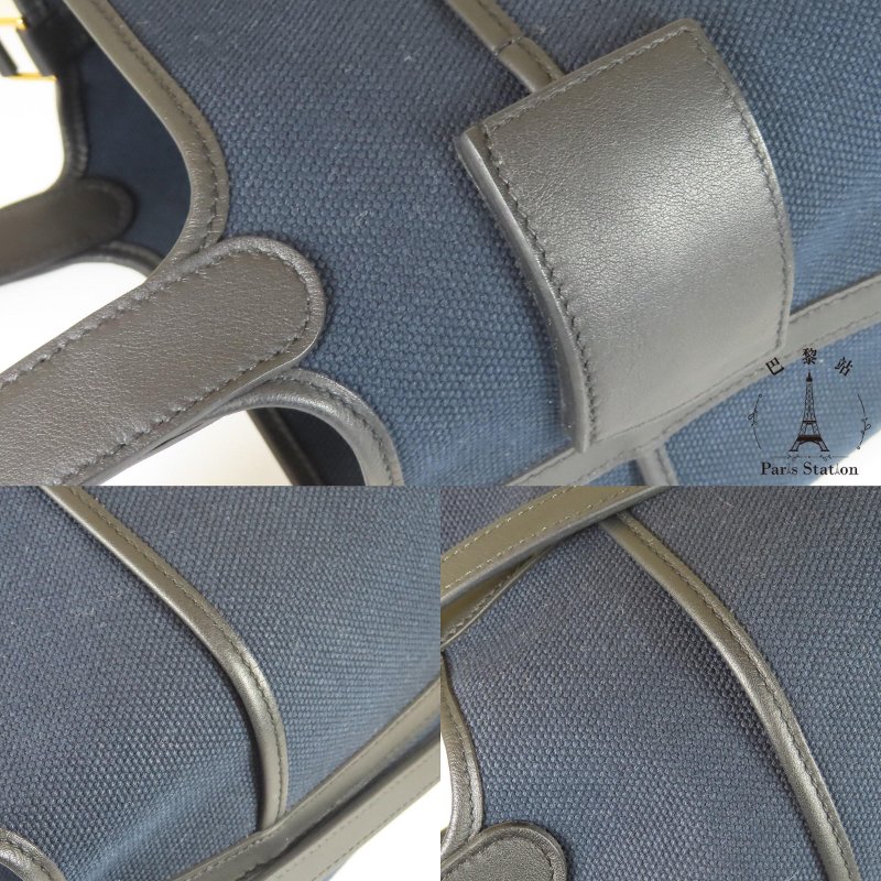 【巴黎站二手名牌專賣店】＊現貨＊HERMES 愛馬仕 真品＊U刻 PICOTIN 18深藍色帆布金釦手提包 菜籃子-6