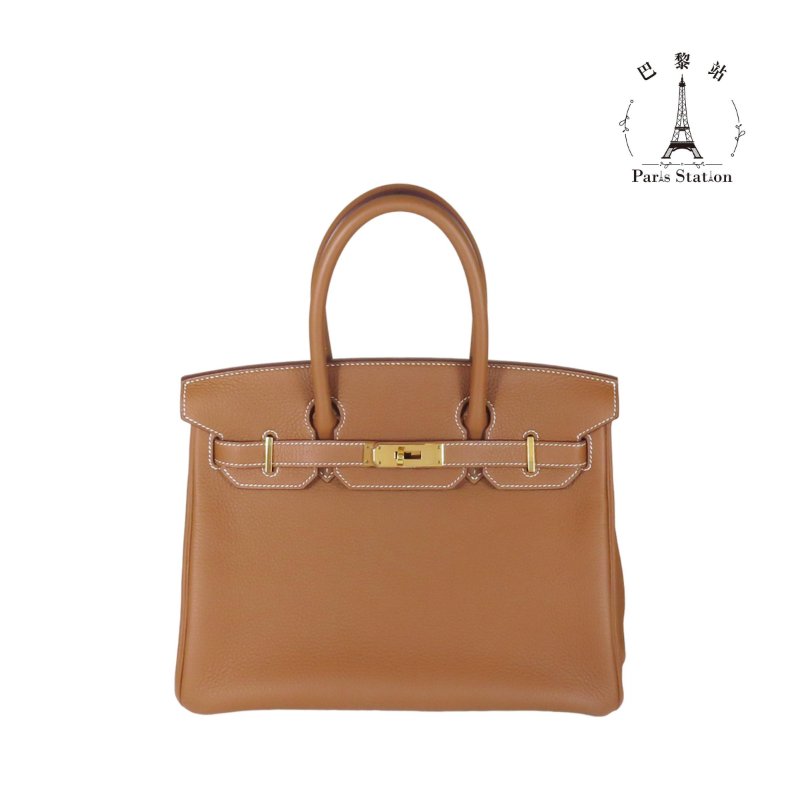 【巴黎站二手名牌專賣店】*現貨*HERMES 愛馬仕 真品*C刻37金棕色金釦BIRKIN 30柏金手提包-0