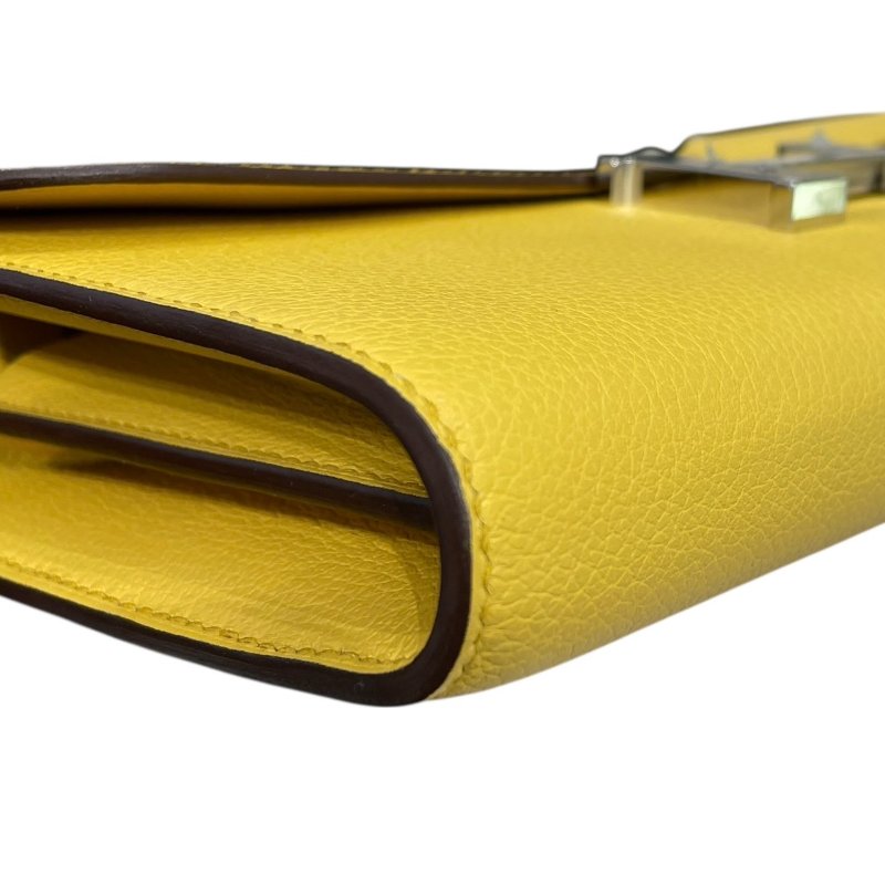 HERMES 愛馬仕 CONSTANCE TOGO 肩背長夾 EVERCOLOR 黃色 銀釦-7