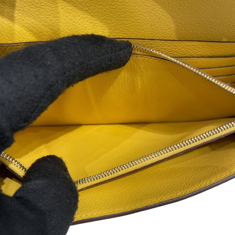HERMES 愛馬仕 CONSTANCE TOGO 肩背長夾 EVERCOLOR 黃色 銀釦-12