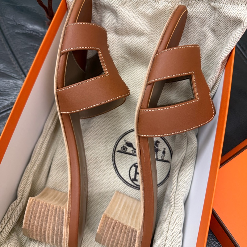 Hermès Oasis涼鞋（金棕37）-3