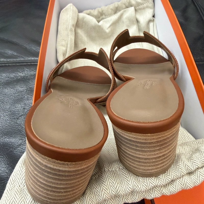 Hermès Oasis涼鞋（金棕37）-4