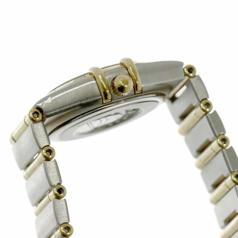 歐米茄星座系列迷你雙色1262 75女錶，鑲嵌12顆鑽石，白色錶殼，黃金石英機芯-5