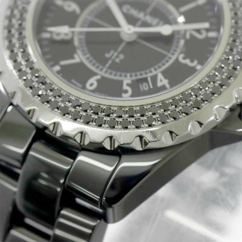 香奈兒 J12 33毫米 H1416 女士腕錶，黑色鑲鑽錶圈，日期顯示，陶瓷石英機芯-6