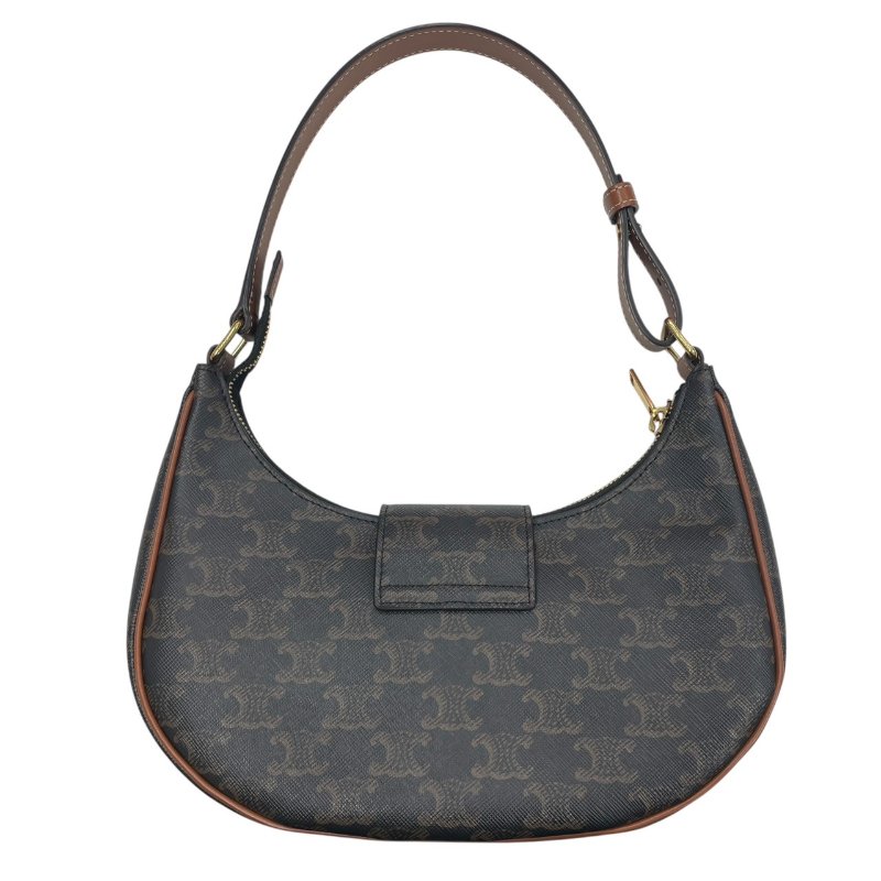 CELINE 思琳 AVA TRIOMPHE 單肩腋下包 PVC帆布 凱旋門老花 棕色 金釦-1