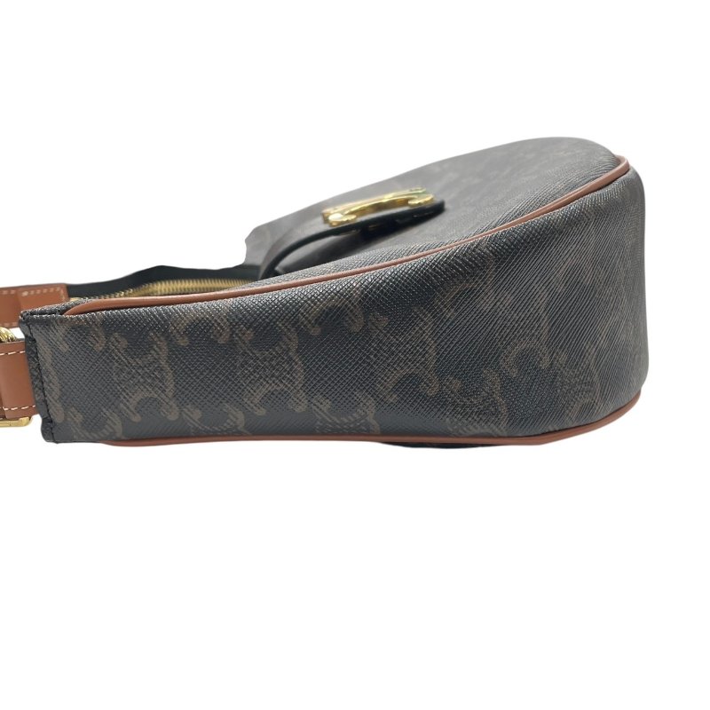 CELINE 思琳 AVA TRIOMPHE 單肩腋下包 PVC帆布 凱旋門老花 棕色 金釦-2