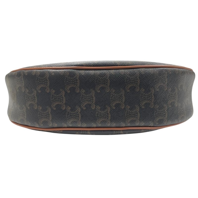 CELINE 思琳 AVA TRIOMPHE 單肩腋下包 PVC帆布 凱旋門老花 棕色 金釦-4