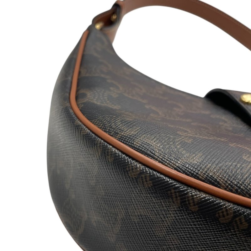 CELINE 思琳 AVA TRIOMPHE 單肩腋下包 PVC帆布 凱旋門老花 棕色 金釦-5