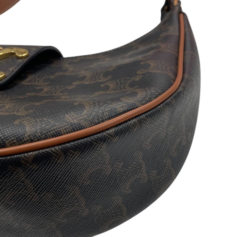 CELINE 思琳 AVA TRIOMPHE 單肩腋下包 PVC帆布 凱旋門老花 棕色 金釦-6