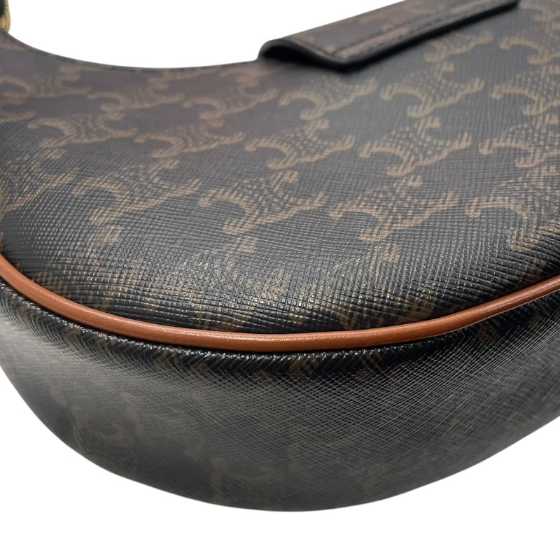 CELINE 思琳 AVA TRIOMPHE 單肩腋下包 PVC帆布 凱旋門老花 棕色 金釦-7