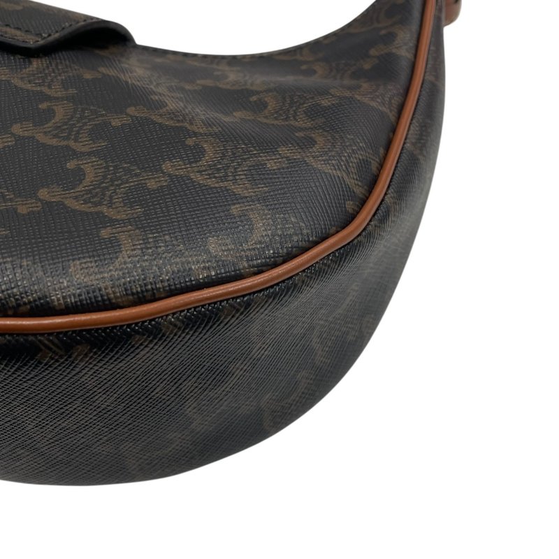 CELINE 思琳 AVA TRIOMPHE 單肩腋下包 PVC帆布 凱旋門老花 棕色 金釦-8