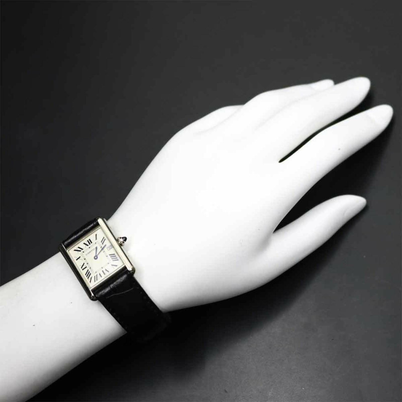 卡地亞 Tank Louis LM W1540956 男士 18K 白金石英腕錶,附日期顯示-2