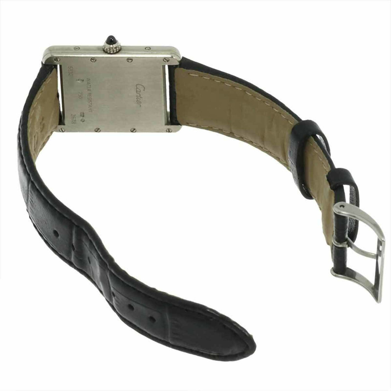 卡地亞 Tank Louis LM W1540956 男士 18K 白金石英腕錶,附日期顯示-3