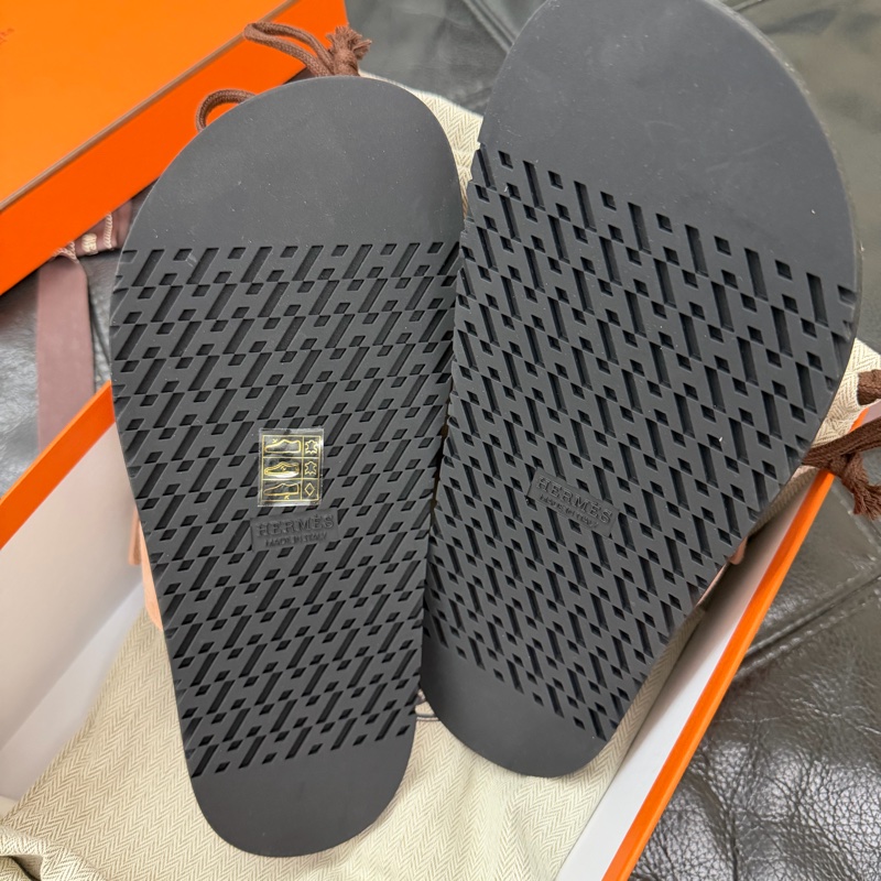 Hermès Chypre涼拖鞋（乾燥玫瑰粉37）二舅拖-1