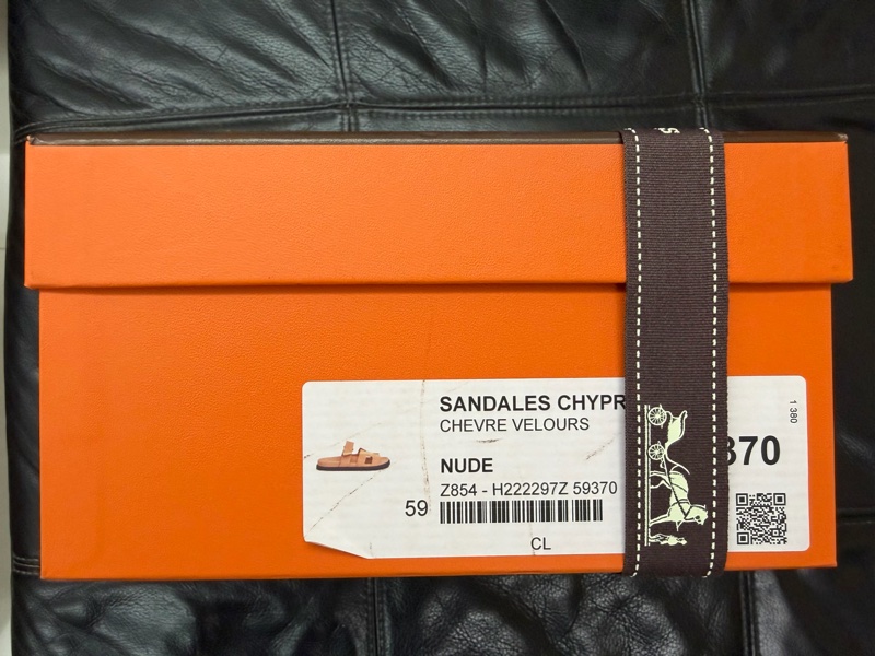 Hermès Chypre涼拖鞋（乾燥玫瑰粉37）二舅拖-2