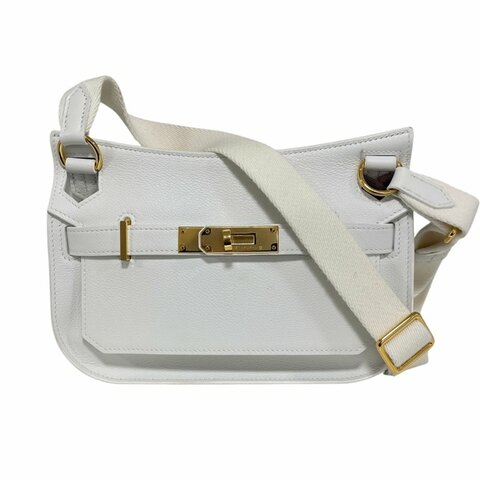 HERMES 愛馬仕 MINI JYPSIERE 迷你吉普賽 皮革 純白色 金釦