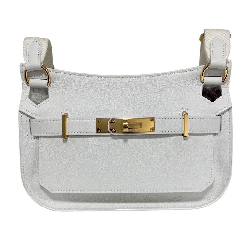 HERMES 愛馬仕 MINI JYPSIERE 迷你吉普賽 皮革 純白色 金釦-1