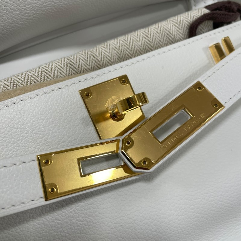 HERMES 愛馬仕 MINI JYPSIERE 迷你吉普賽 皮革 純白色 金釦-10