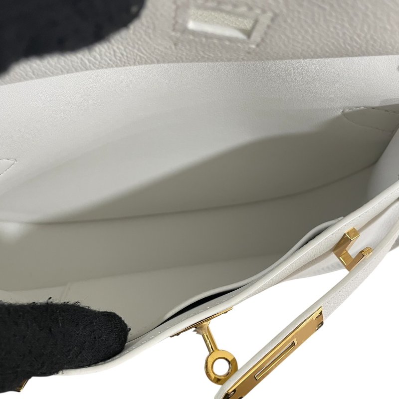 HERMES 愛馬仕 MINI JYPSIERE 迷你吉普賽 皮革 純白色 金釦-11