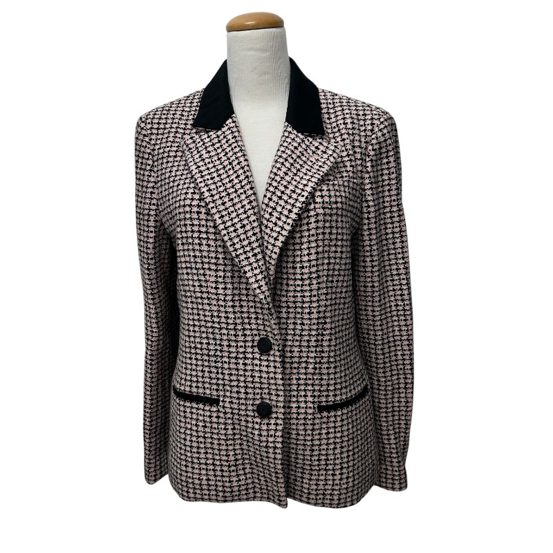 CHANEL 香奈兒 千鳥格 西裝外套 棉質 粉黑配色  SIZE 42-8