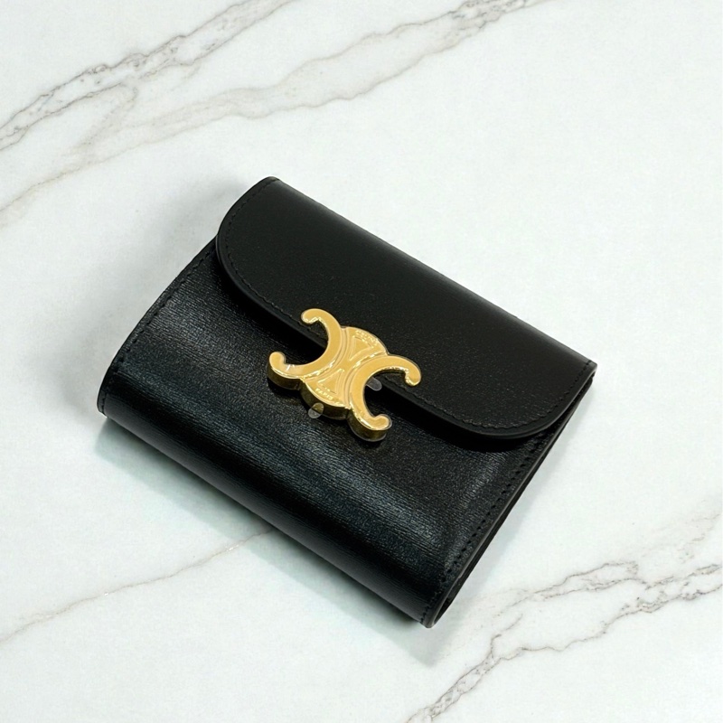 莉亞精品♡Celine 黑色三折短夾 全新-0