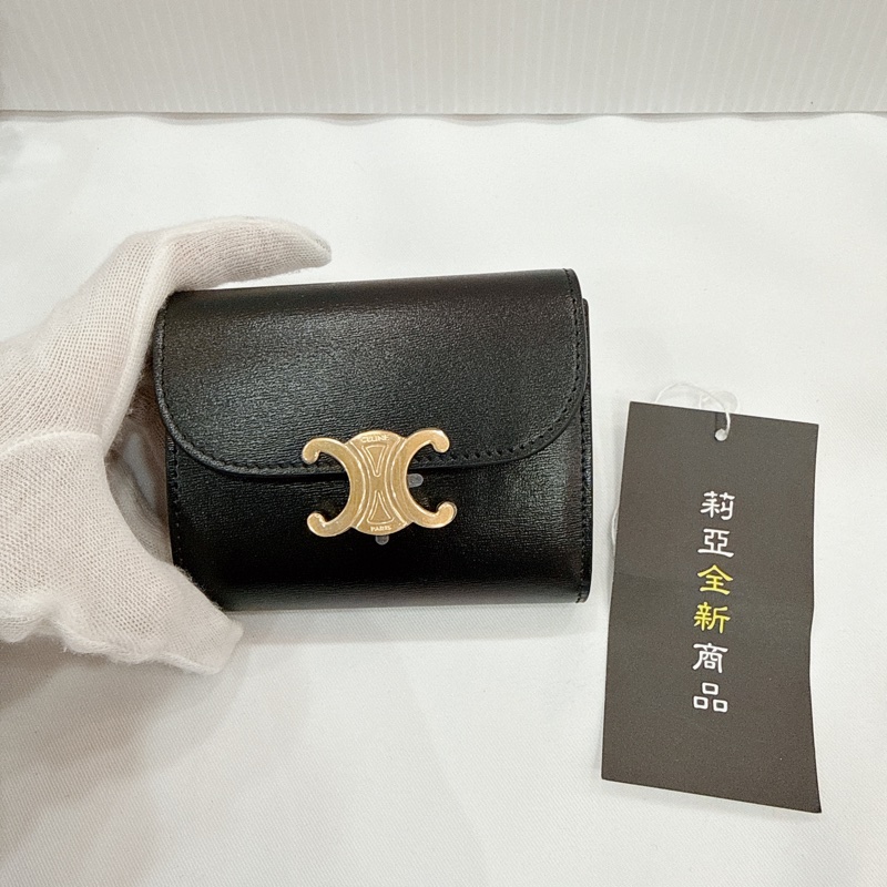 莉亞精品♡Celine 黑色三折短夾 全新-1