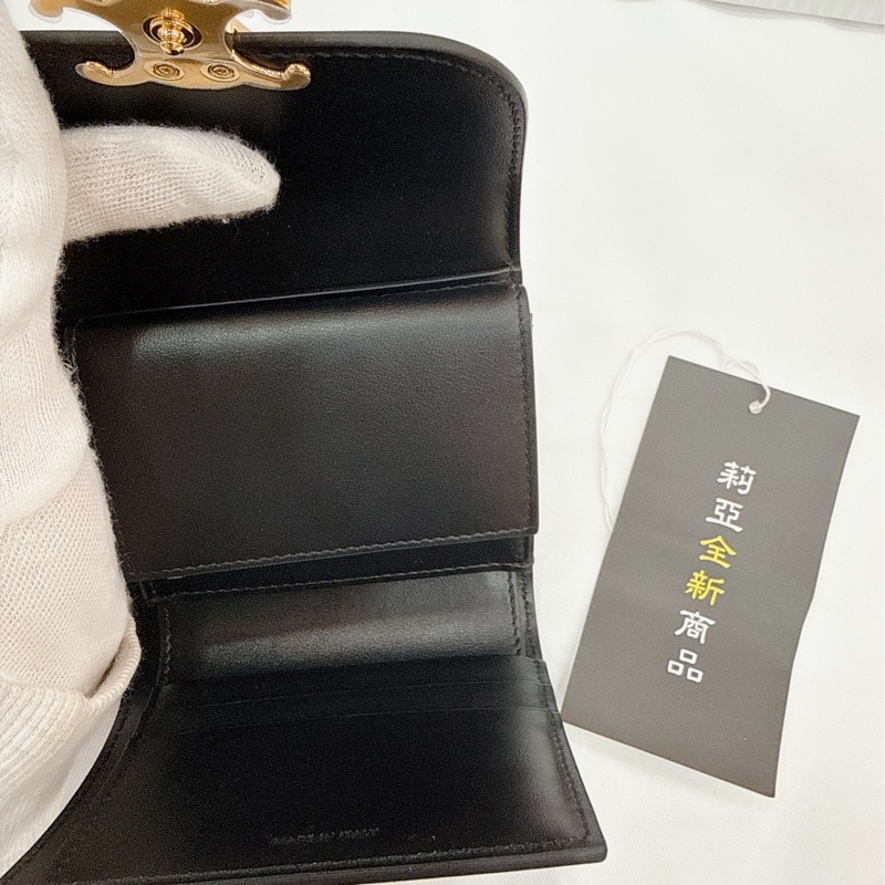 莉亞精品♡Celine 黑色三折短夾 全新-7