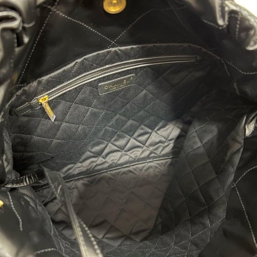 東區正精品㊣CHANEL 22 BAG AS3261 全新熊貓配色香奈兒黑色全皮米色字金幣金鍊肩背包購物袋包中款 RZ6211-2