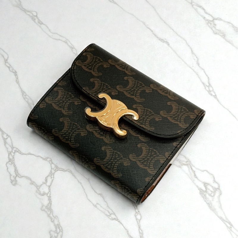 莉亞精品♡Celine 老花三折短夾 全新-0