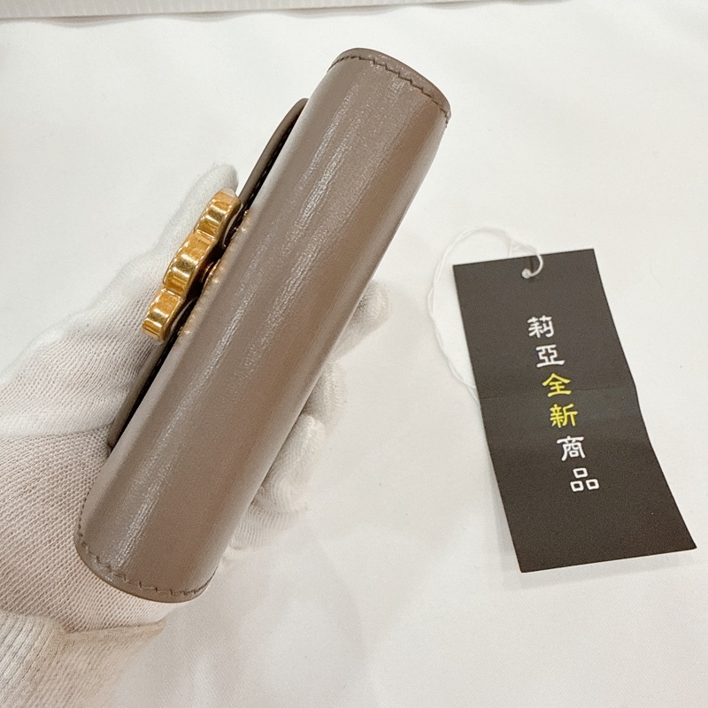 莉亞精品♡Celine 卵石灰 三折短夾 全新-4