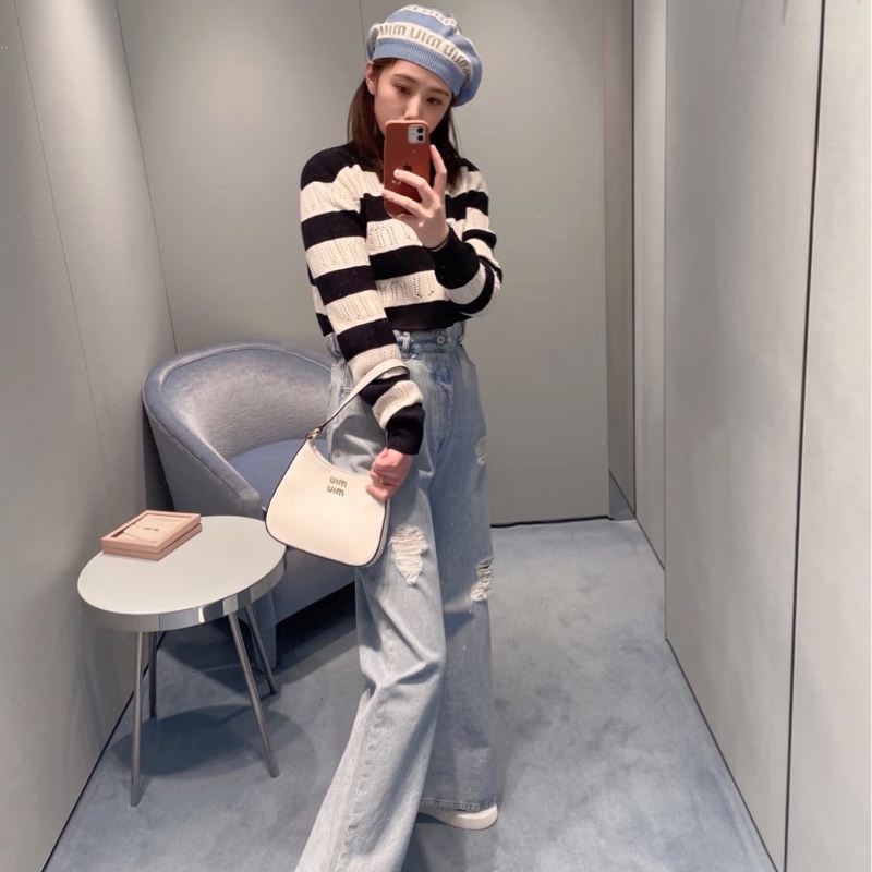 MIUMIU 5HC260 淺藍色針織帽/貝雷帽 羊絨混紡-10