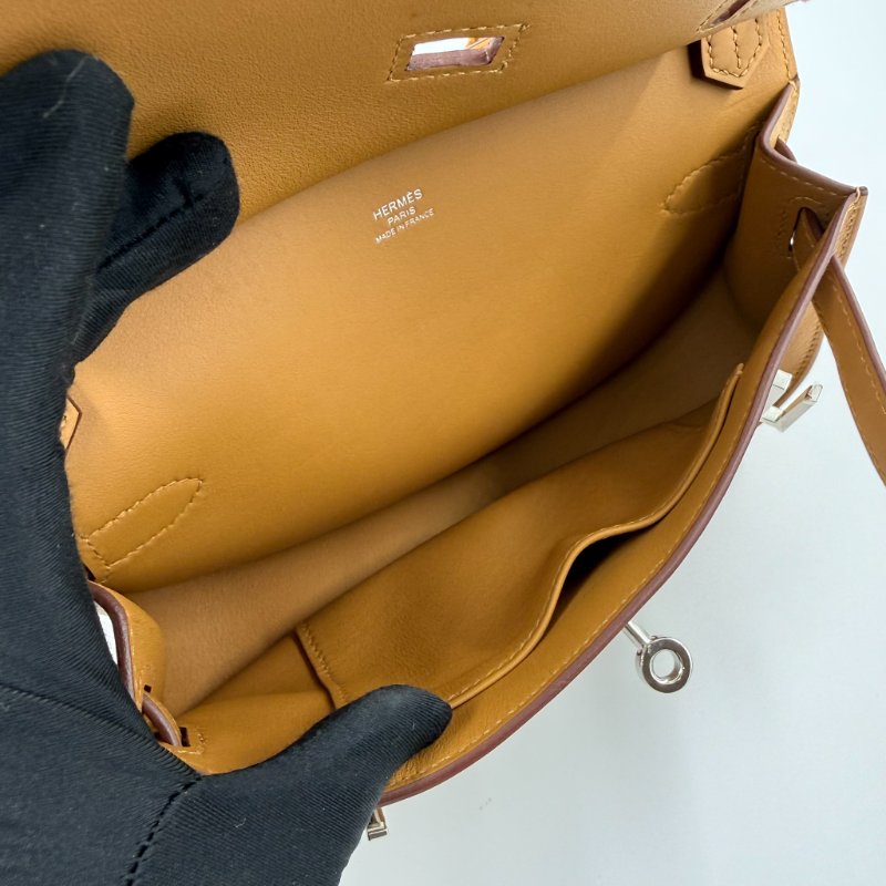 HERMES - 1S芝麻色Swift銀釦Jypsiere肩側背包╻MINI-13