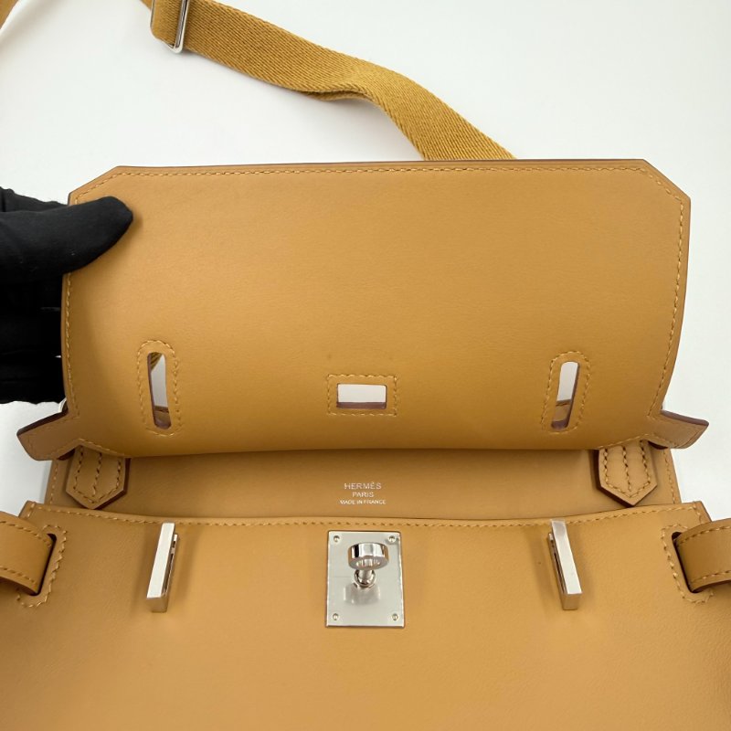 HERMES - 1S芝麻色Swift銀釦Jypsiere肩側背包╻MINI-14
