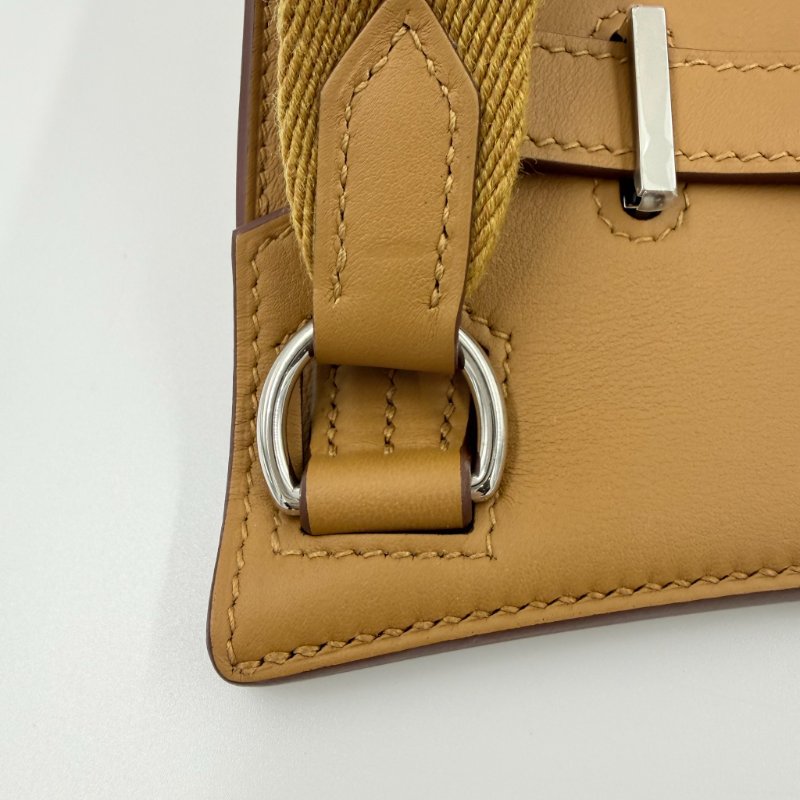 HERMES - 1S芝麻色Swift銀釦Jypsiere肩側背包╻MINI-25