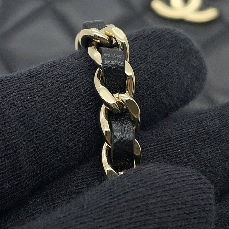 香奈兒 (CHANEL) Matelasse Coco Mark 單肩包/鏈條手拿包，小牛皮，AP4593，黑色-11