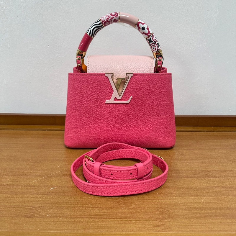 LV Capucines mini粉色限定款 彩虹陶瓷手柄21*14*8 99新配件塵袋-1