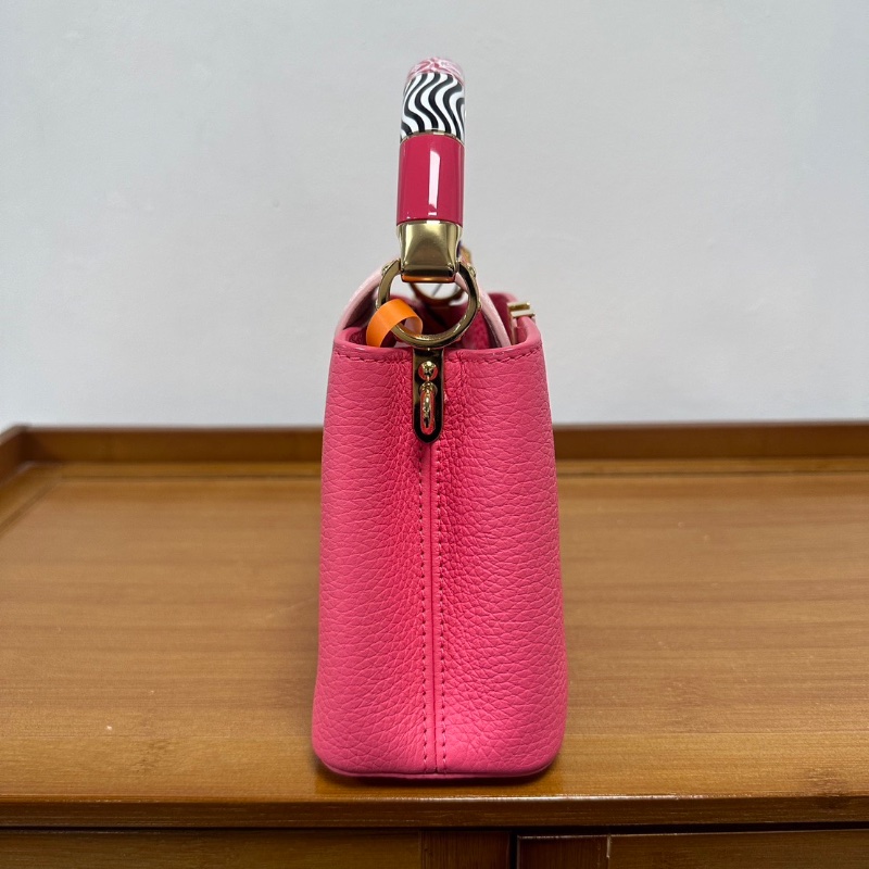 LV Capucines mini粉色限定款 彩虹陶瓷手柄21*14*8 99新配件塵袋-5