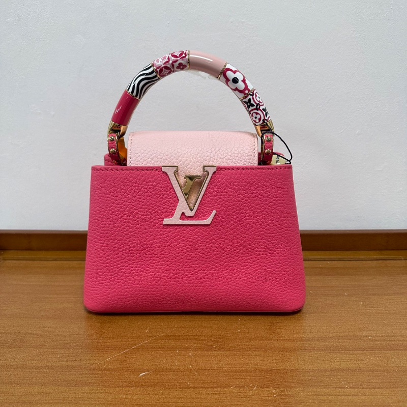 LV Capucines mini粉色限定款 彩虹陶瓷手柄21*14*8 99新配件塵袋-6