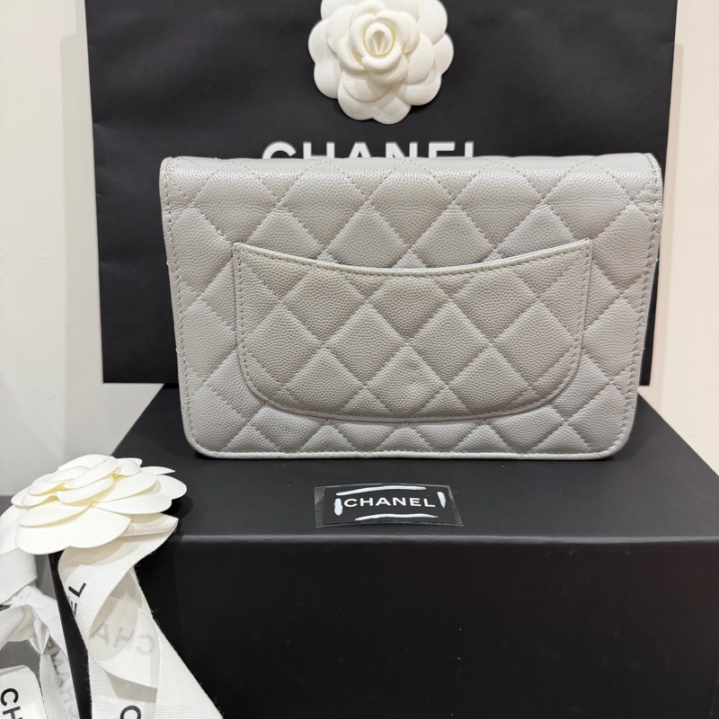 Chanel woc 灰色 淡金扣 晶片款 超級大全配👍-1