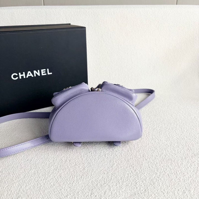 Chanel Duma後背包小號  芯片款 紫色金扣 荔枝皮 18*18*9 全新閒置盒子塵袋-4