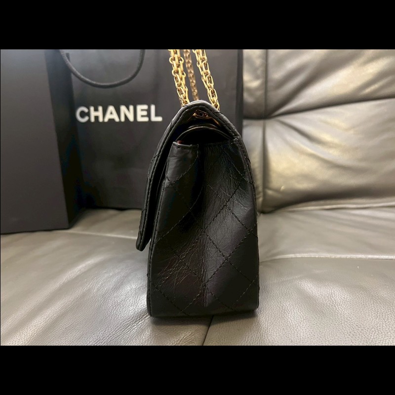 歡迎砍價CHANEL 香奈兒2.55 口蓋包 晶片款 大號28cm 黑金扣-9