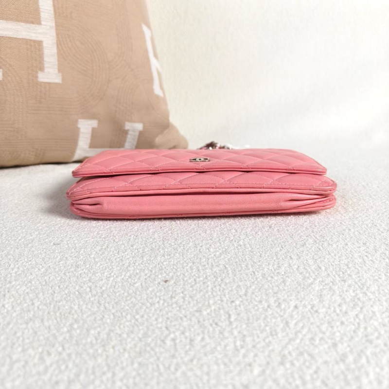 Chanel woc鏈條包 粉色銀色羊皮19*12*2 98新配件塵袋-3