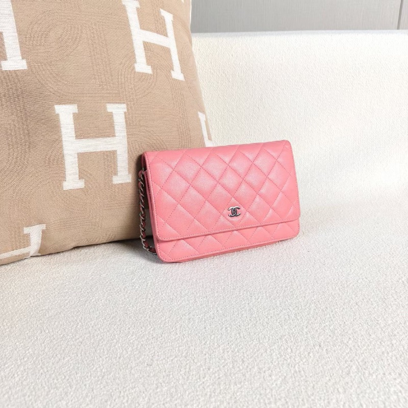 Chanel woc鏈條包 粉色銀色羊皮19*12*2 98新配件塵袋-4