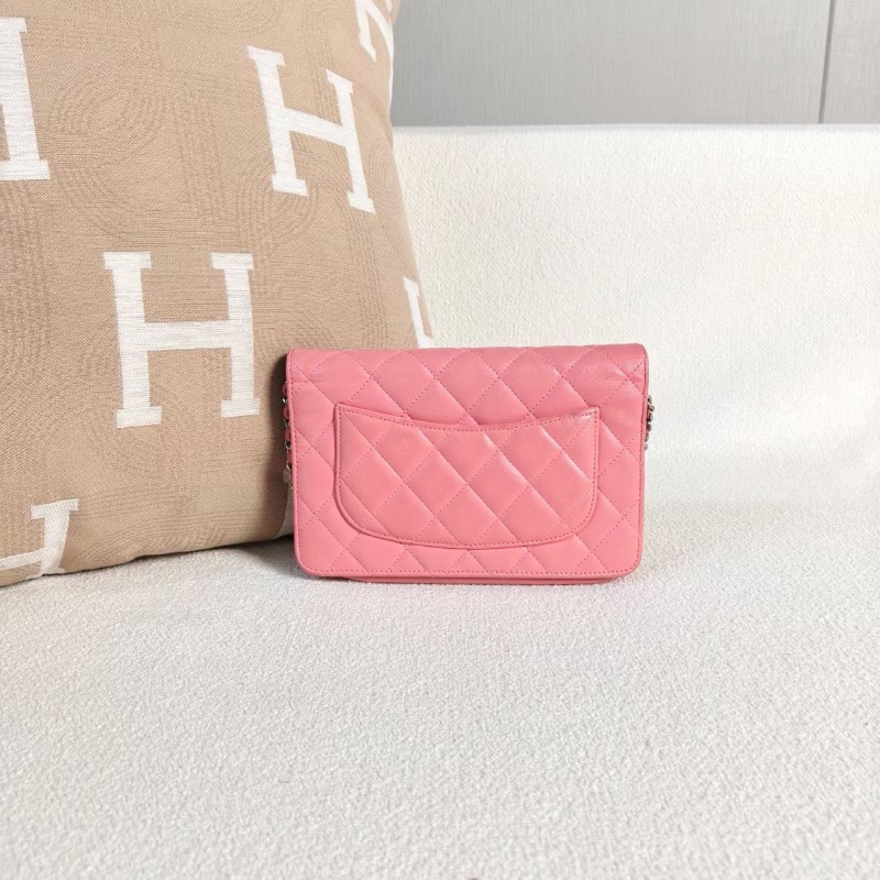 Chanel woc鏈條包 粉色銀色羊皮19*12*2 98新配件塵袋-5